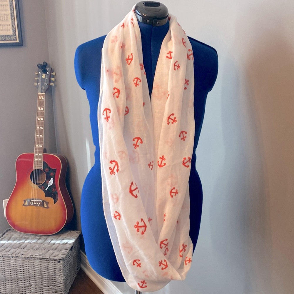 🔴FINAL CLEARANCE🔴 
 Circle scarf with dark orange anchors